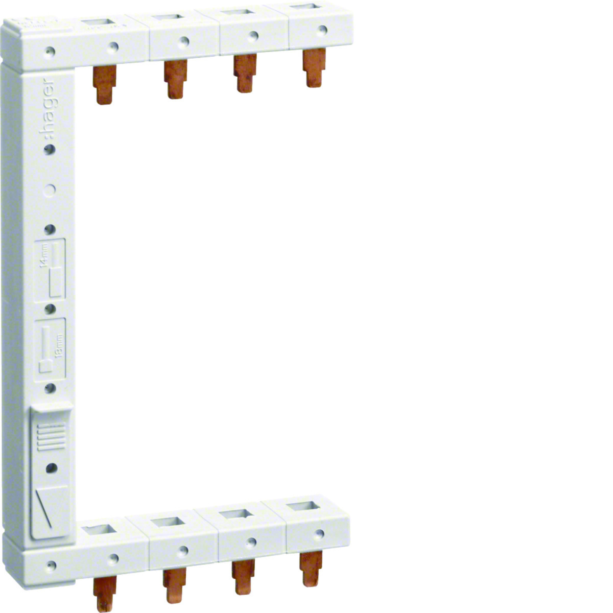 Hager Verticale Kamrail 63 A 3P+N 2-rijen links 125 MM