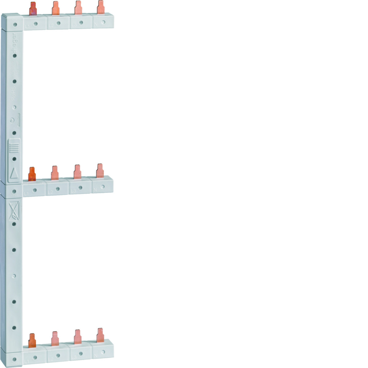 Hager Verticale Kamrail 63 A 3P+N 3-rijen links/rechts 125 MM