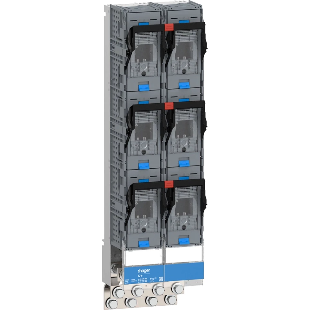 Hager Vertigroup GR. 2, dubbel 1-polig schakelend met 4 X M12 aansluiting, RVS, 800 A