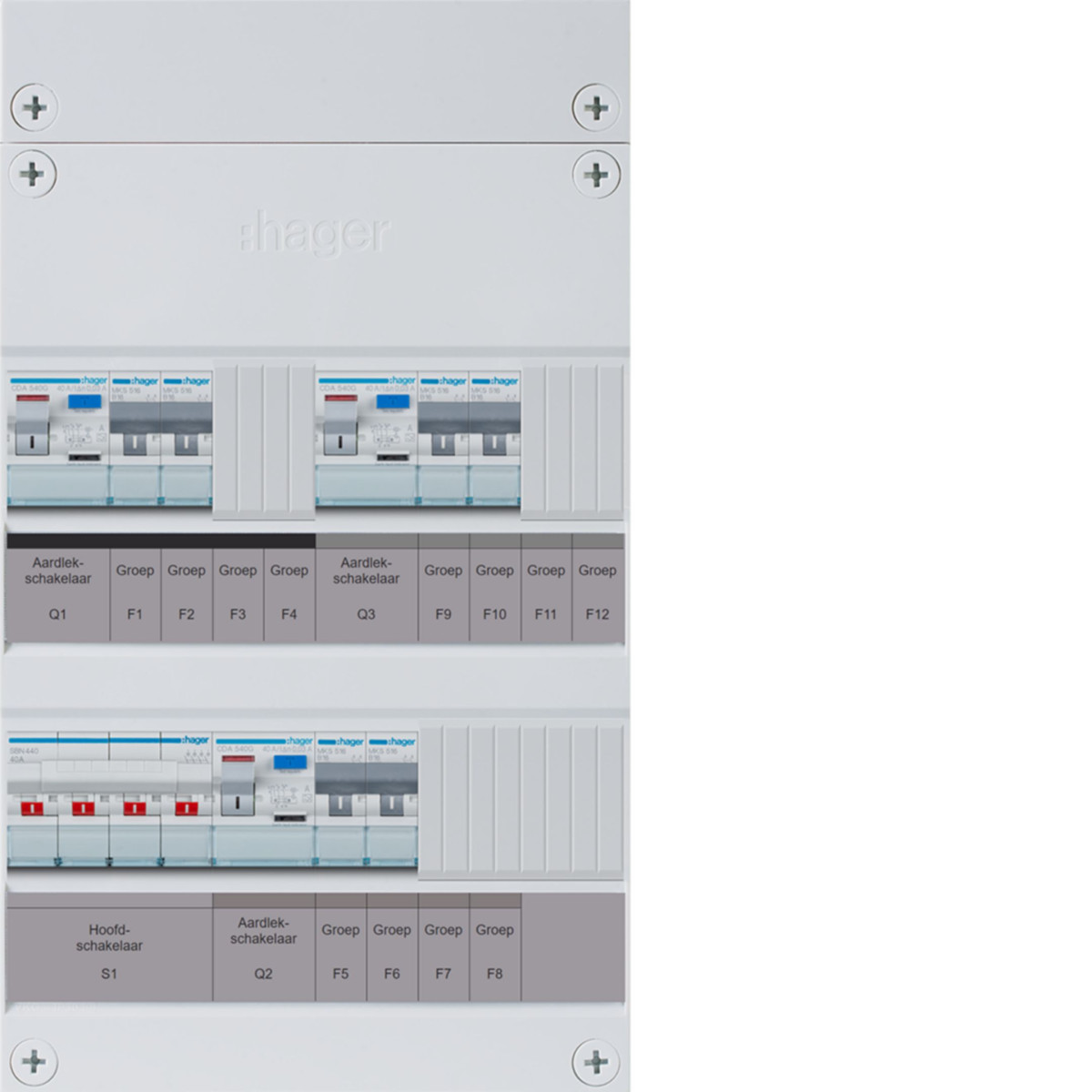 Hager Vision 6-Groepenverdeler, HS, 3X als 40a, 3F