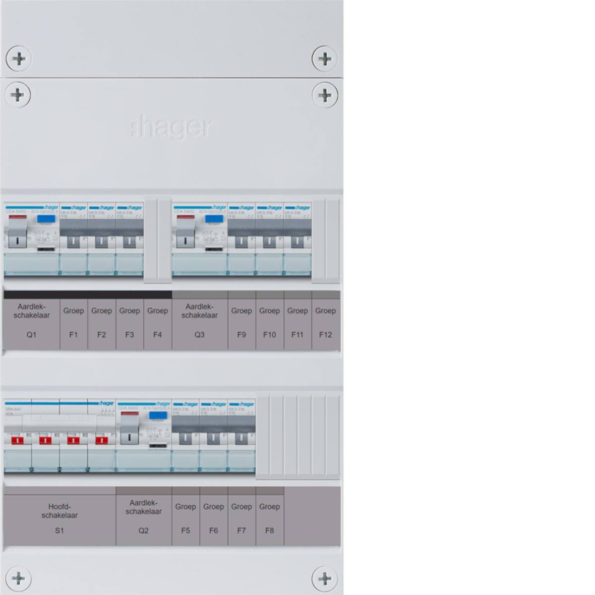 Hager Vision 9-Groepenverdeler, HS, 3X als 40a, 3F