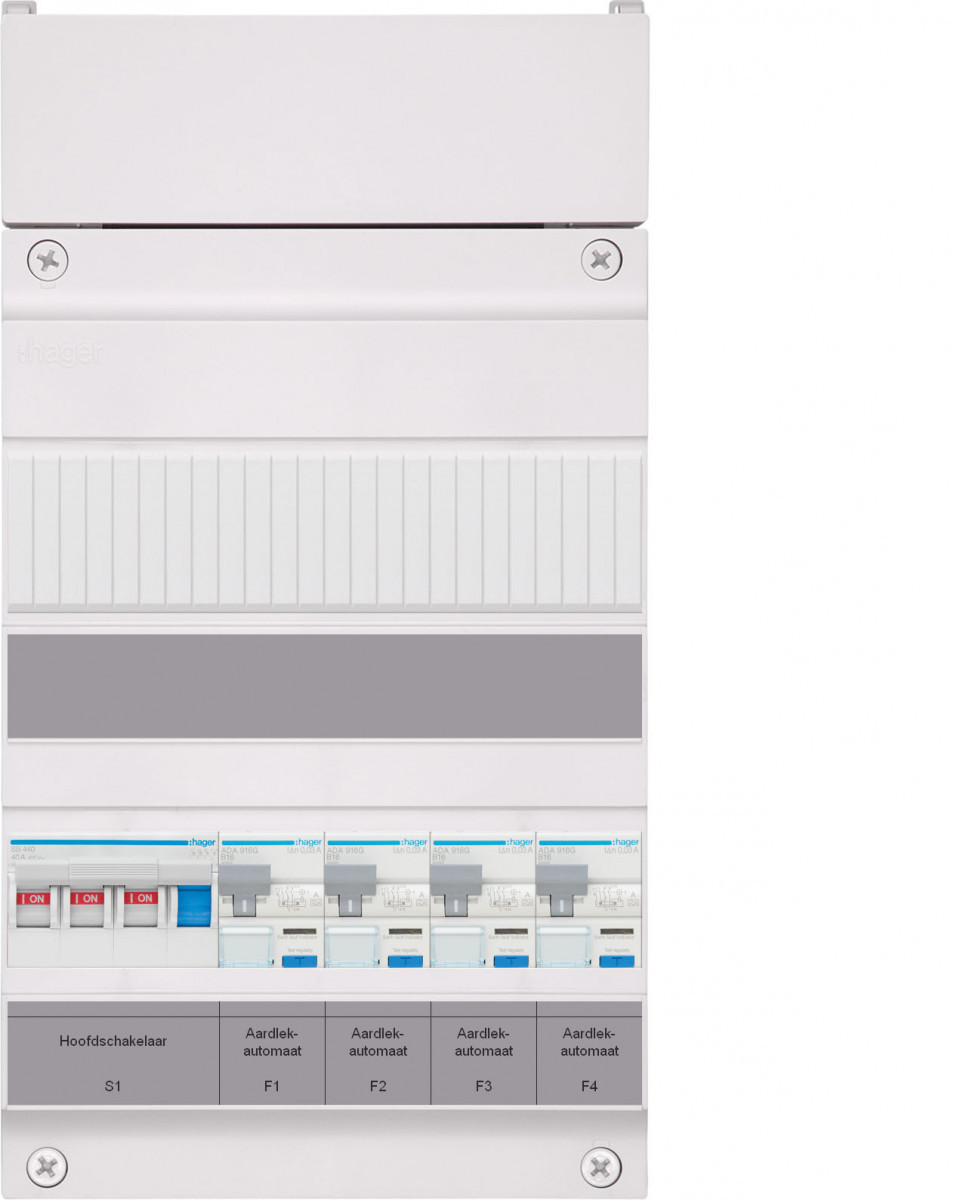 Hager VISION serie VKS..K 4-Groepenverd. HS als 30ma/haco/dir 3F