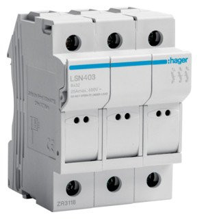 Hager Zekeringhouder L32 3-polig 25 A 3 modulen