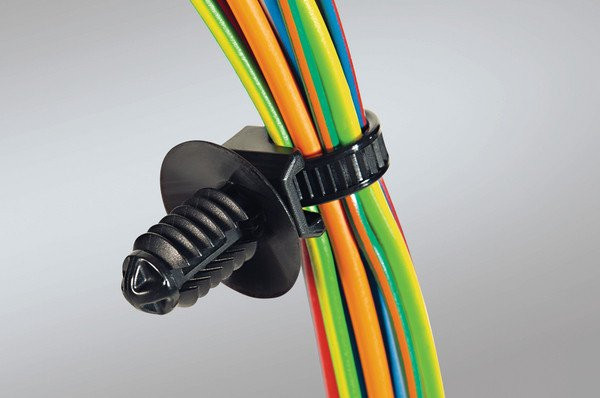 HellermannTyton FT-Series Bevestigingsband Met lamelvoet en schotel 163x4,6 pa46 grijs zak 1000