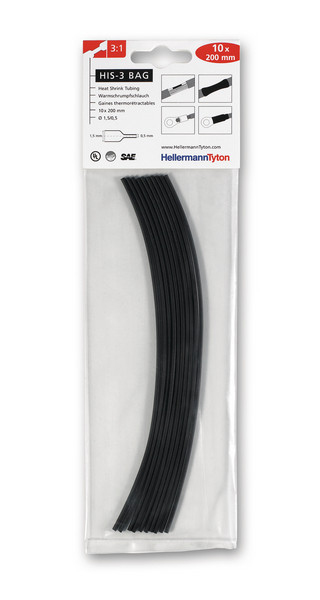 HellermannTyton HIS-Series Krimpkous 3:1 zwart blister 1,5/0,5 10 kousjes