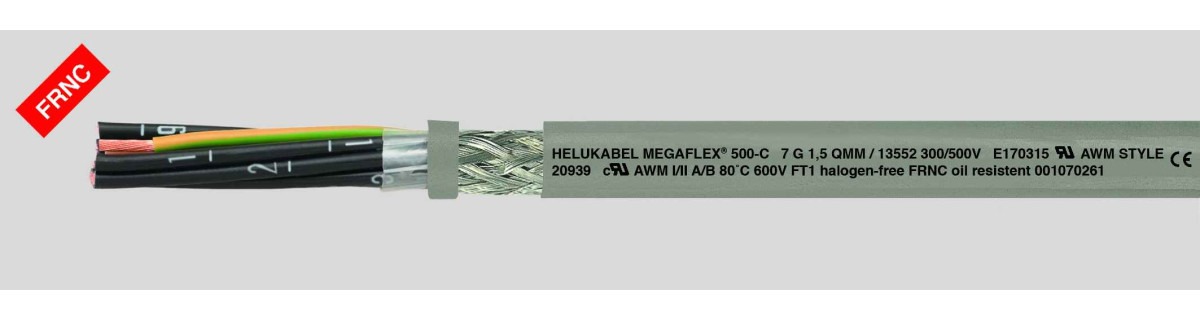 Helukabel Halogen-free Control Cables Megaflex 500-C ul/csa 5G2,5 MM² (Ø 10,9MM)
