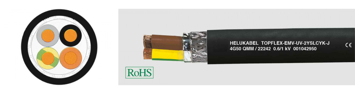 Helukabel Motor, Servo & Feedback Cables Topflex-Emv-uv-2YSLCYK-J 4G16 MM² (Ø 22,4MM)