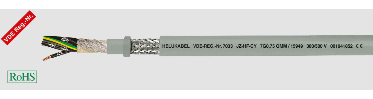 Helukabel PVC Cables for Drag Chains JZ-HF-CY 12G1,5 MM² (Ø 15,4MM)