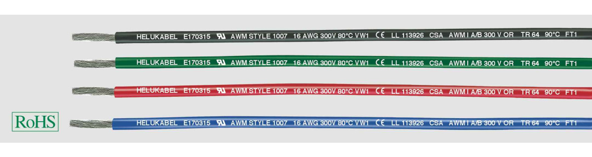Helukabel Single Conductors UL/CSA Ul-Style 1007, csa TR64 1xawg22 black (Ø 1,55MM)