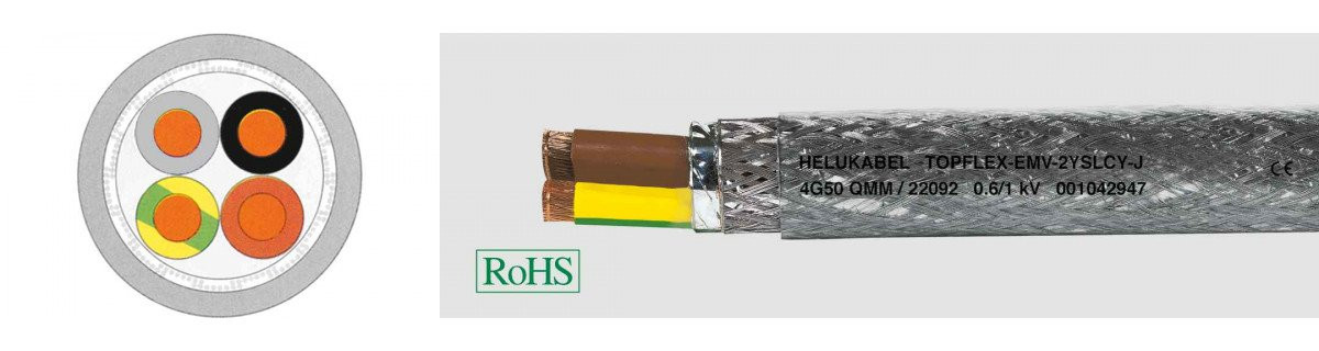Helukabel Motor, Servo & Feedback Cables Topflex-Emv-2YSLCY-J 4G150 MM² (Ø 54,2MM)