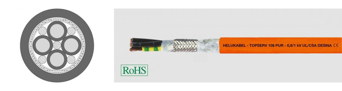 Helukabel UL/CSA Servo, Feedback & Motor Cabl Topserv 109 pur (4G2,5) MM² MM² (Ø 10,7MM)
