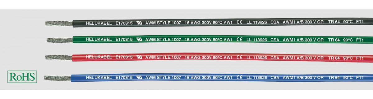 Helukabel Single Conductors UL/CSA Ul-Style 1007, csa TR64 1xawg26 black (Ø 1,35MM)