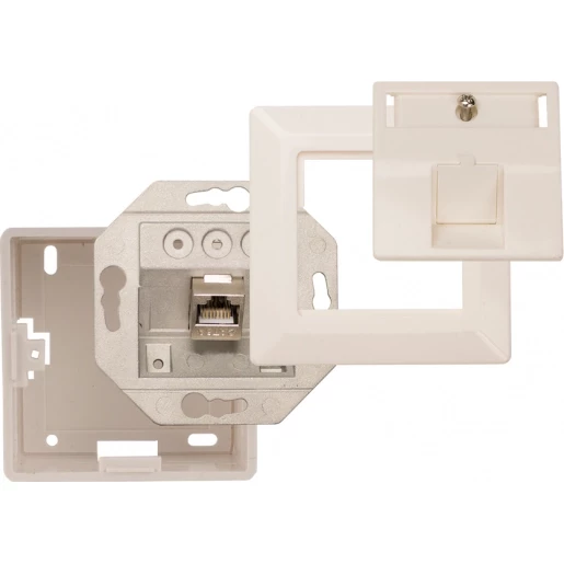 Hirschmann Data wandcontactdoos 1X RJ 45 inbouw wit Hirschmann Data wandcontactdoos 1X RJ 45 inbouw wit