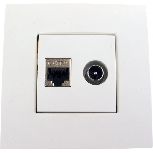 Hirschmann Wandcontactdoos coax en data (utp) inbouw 1V multimedia einddoos 0.6DB Hirschmann Wandcontactdoos coax en data (utp) inbouw 1V multimedia einddoos 0.6DB