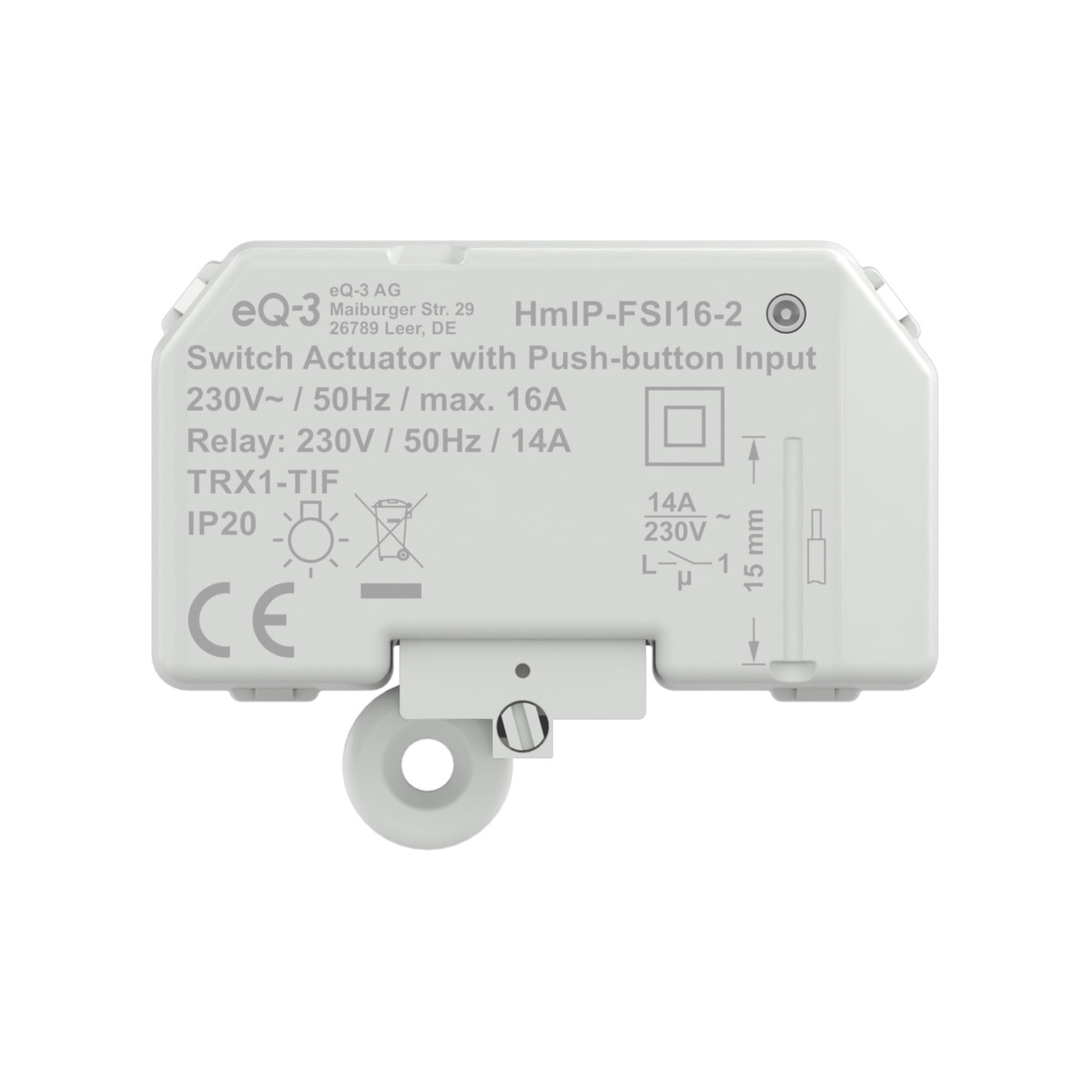 Homematic IP schakelactuator met knopingang (16 a) - inbouw