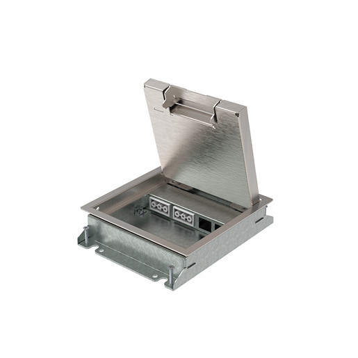 HPL Instortvloerdoos Powerbox150 instort 34MM 2X GST + 2X datasp. - RVS S15 klapdeksel