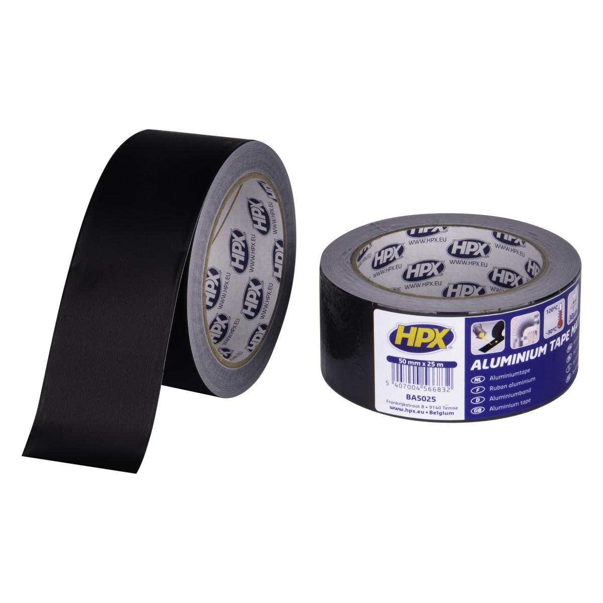 HPX Afdichtingstapes Aluminiumtape Zwart 50MMX25M
