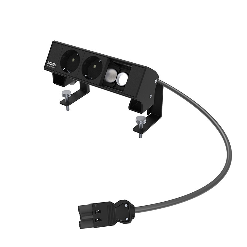 Indesq® Werkplekelektrificatie Indesq Ampère opbouw stekkerdoos - 2X WCD + 1X M45 leeg - zwart