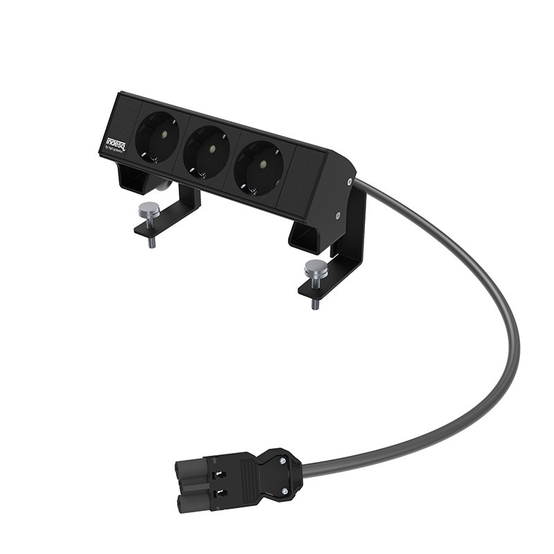 Indesq® Werkplekelektrificatie Indesq Ampère opbouw stekkerdoos - 3X WCD - zwart