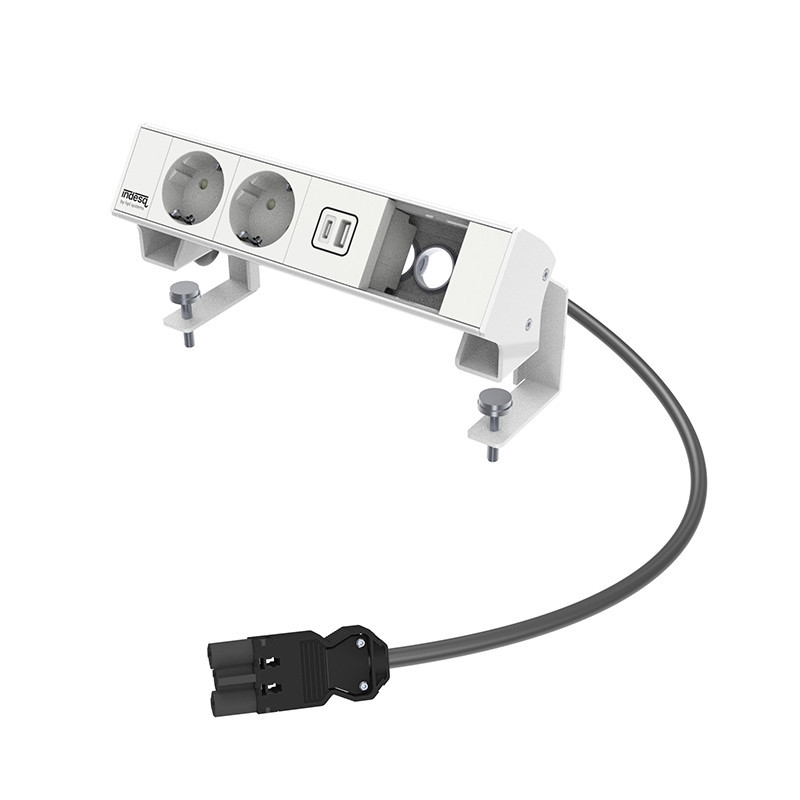 Indesq® Werkplekelektrificatie Indesq Ampère stekkerdoos - 2X WCD + 1X usb A-C + 1X leeg - wit