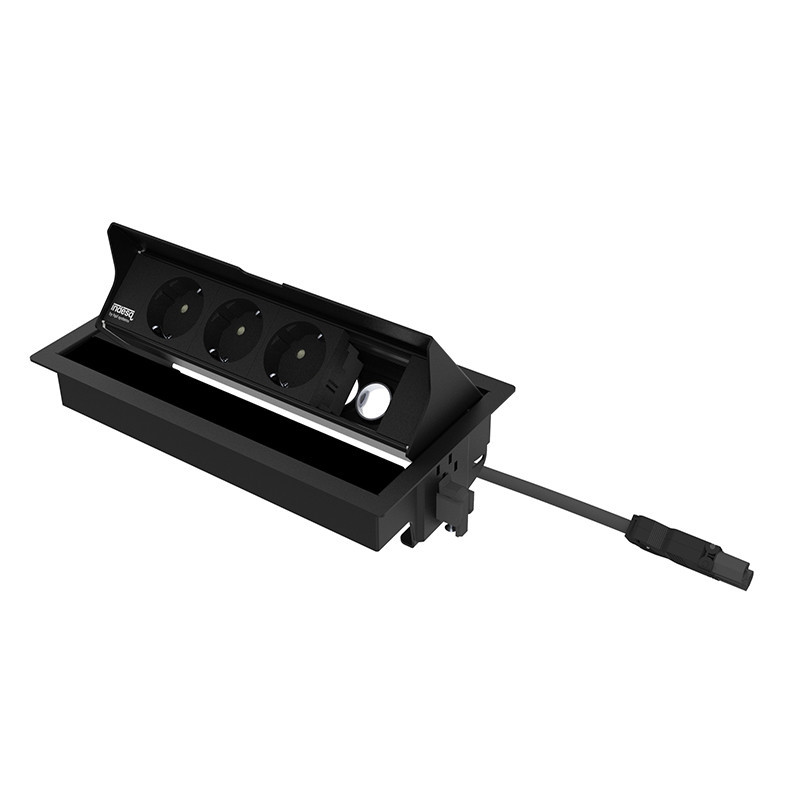 Indesq® Werkplekelektrificatie Indesq Joule inbouw stekkerdoos - 3X WCD + 1X M45 leeg - zwart