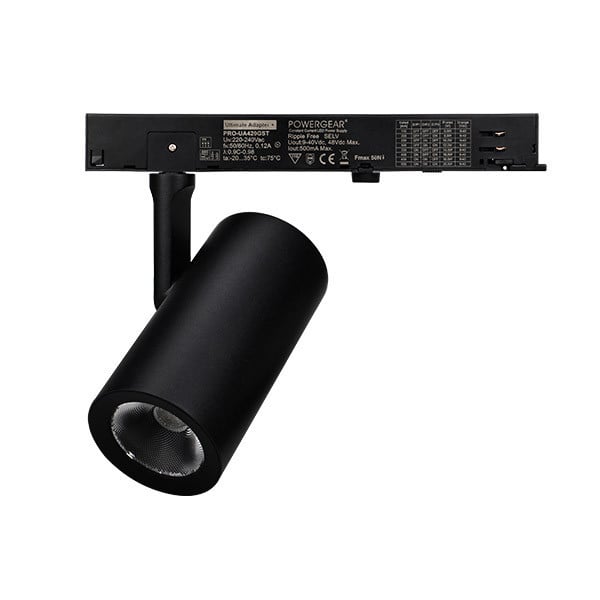 Interlight Dream+ railspot SYMM 3000K 2165 - 2220LM 222x65mm 21-40° - mediumstralend stroomrailadapter zwart