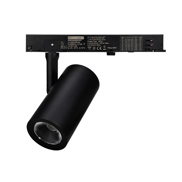 Interlight Dream+ railspot SYMM 4000K 2110 - 2220LM 222x65mm 21-40° - mediumstralend stroomrailadapter zwart