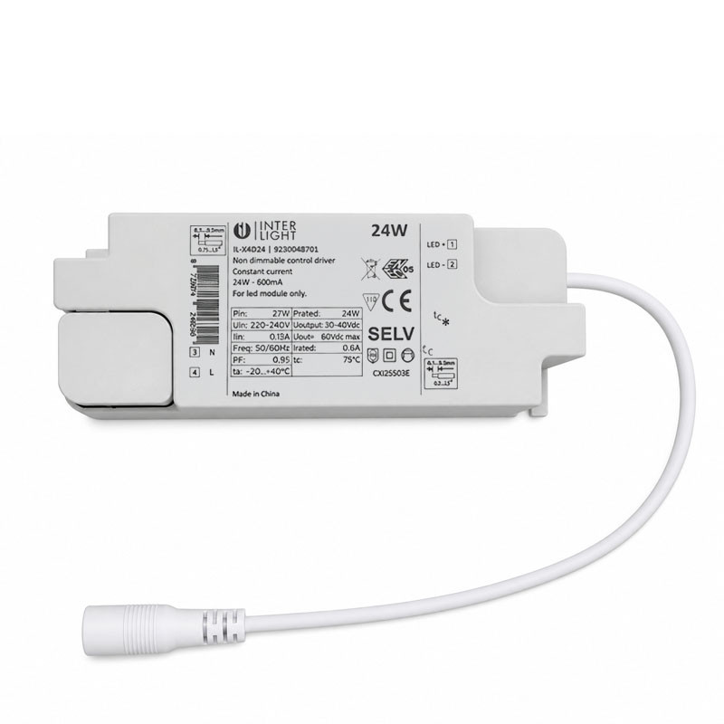 Interlight Universele driver Driver Led 24W 600ma/230V niet dimbaar