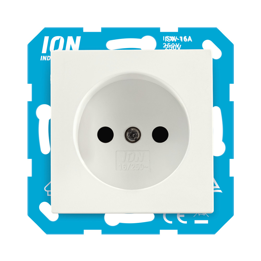 ION INDUSTRIES Wandcontactdoos zonder RA met Aanra Wandcontactdoos Zonder ra met aanraakbeveiliging V1/J1 mat alpin wit