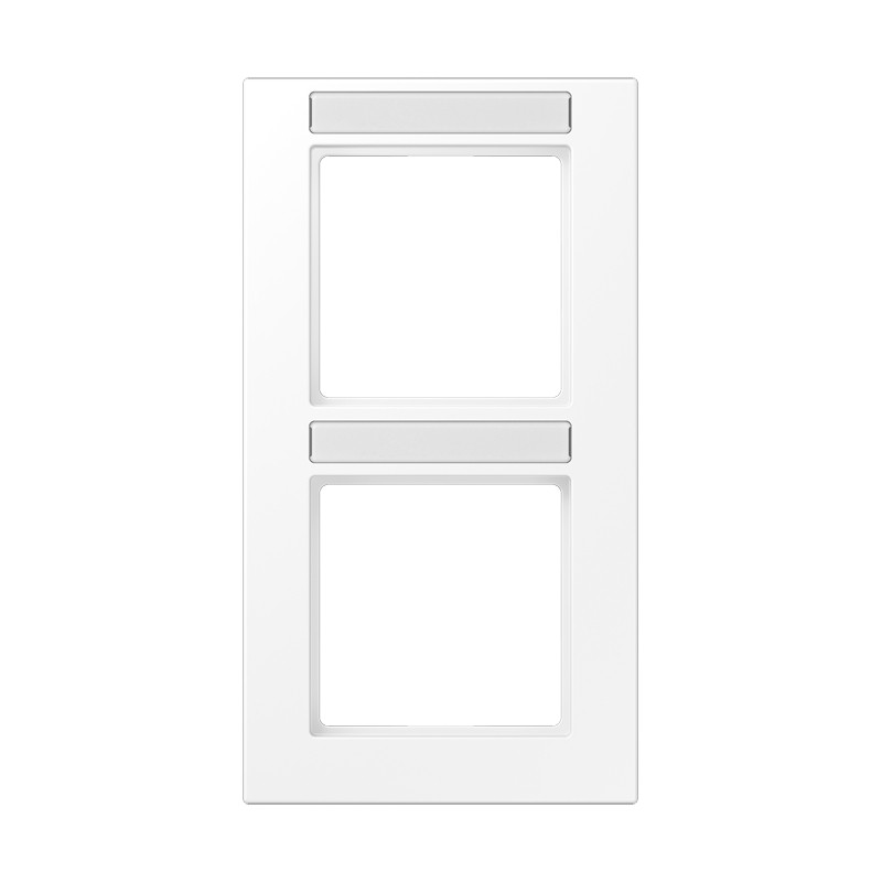 Jung A range / A 550 Afdekraam 2-voudig, met tekstvenster, A 550, thermoplast gelakt, sneeu