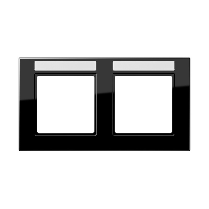 Jung A range / A 550 Afdekraam 2-voudig, met tekstvenster, A 550, thermoplast, zwart, horiz