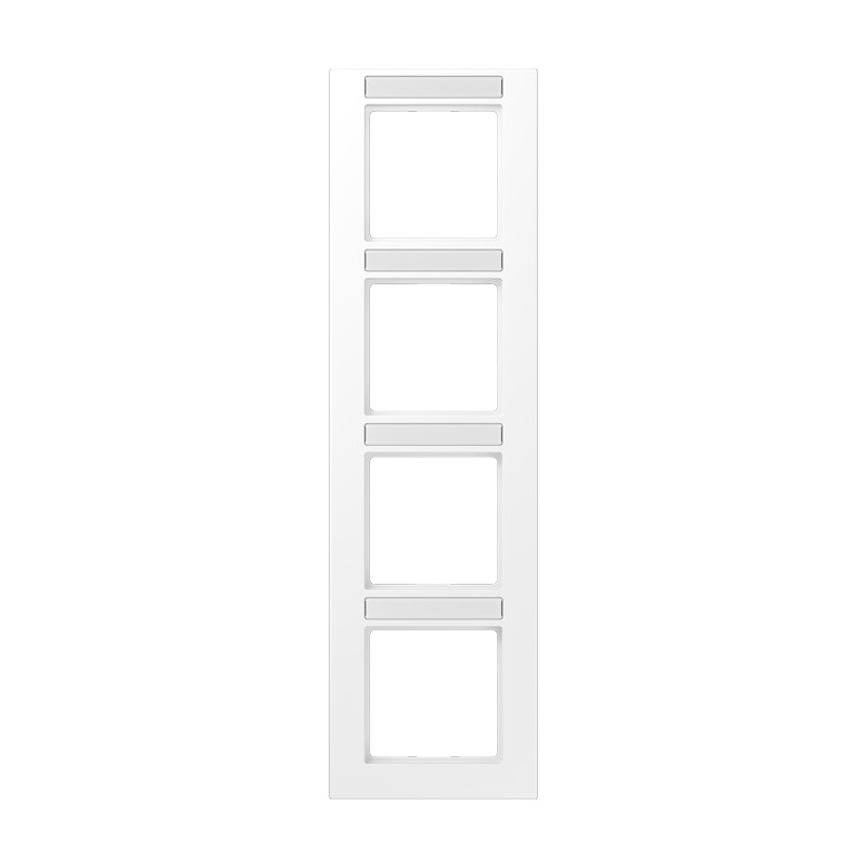 Jung A range / A 550 Afdekraam 4-voudig, met tekstvenster, A 550, thermoplast gelakt, sneeu