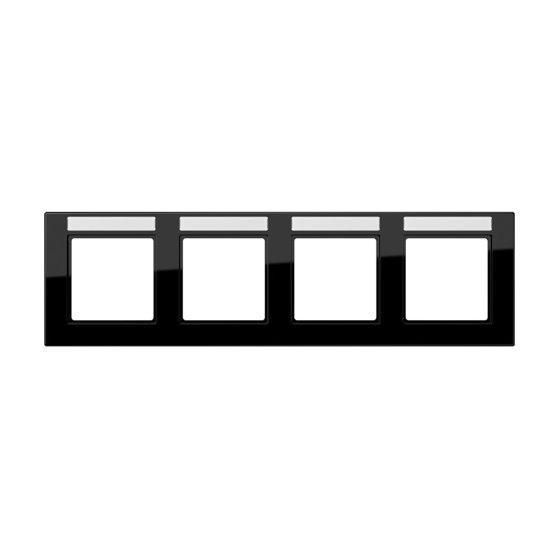 Jung A range / A 550 Afdekraam 4-voudig, met tekstvenster, A 550, thermoplast, zwart, horiz