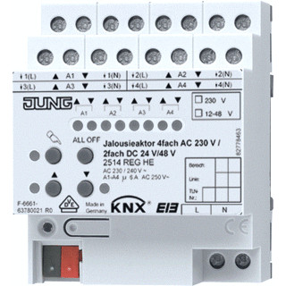 Jung KNX actor jaloezie 4-voudig ac 230 V 2-voudig DC 12-48 V