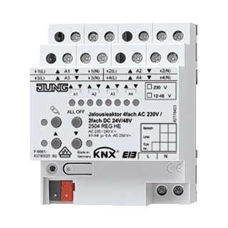 Jung KNX actor jaloezie 4-voudig ac 230 V, 2-voudig DC 12-48 V
