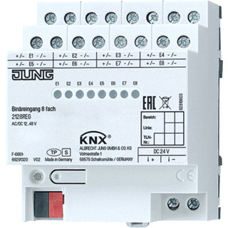 Jung Binaire ingang bussysteem 8-voudig 12V ac/DC KNX din-rail