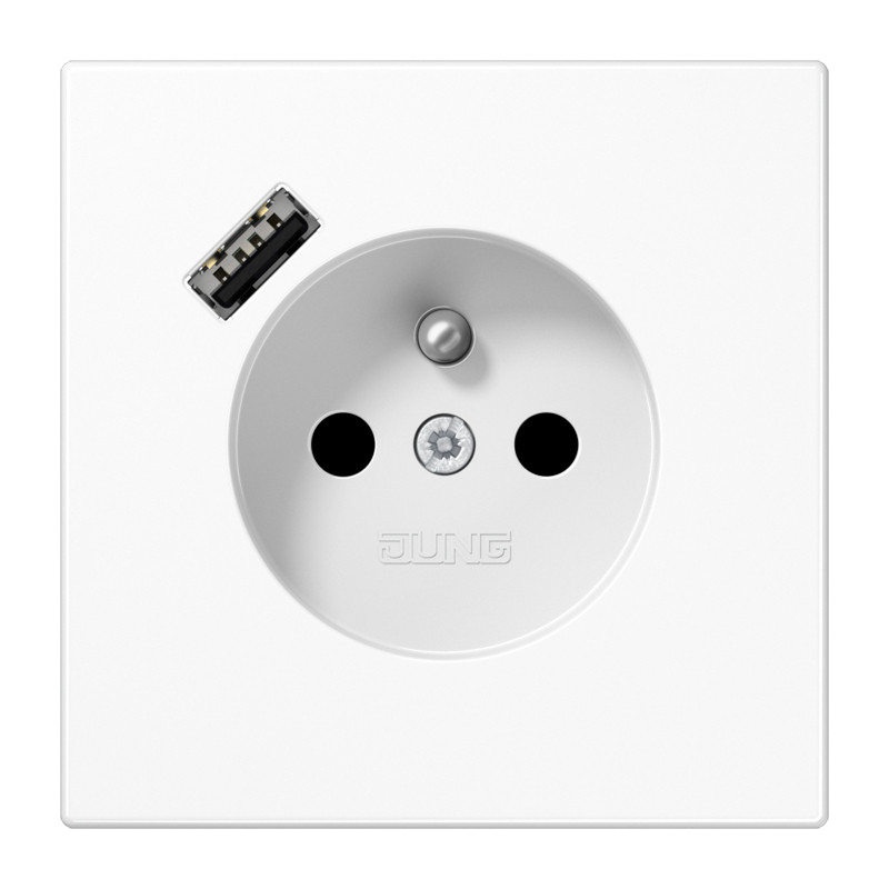 Jung LS range WCD.+lader LS alp.wit penaarde+usb-A Jung LS range WCD.+lader LS alp.wit penaarde+usb-A