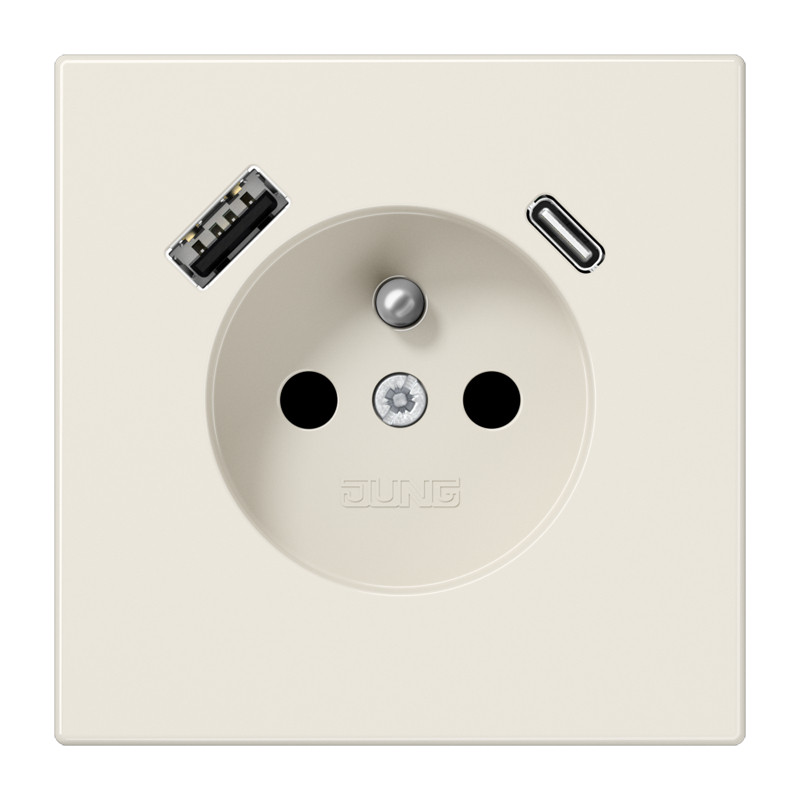 Jung LS range WCD.+lader LS wit penaarde+usb-a+c