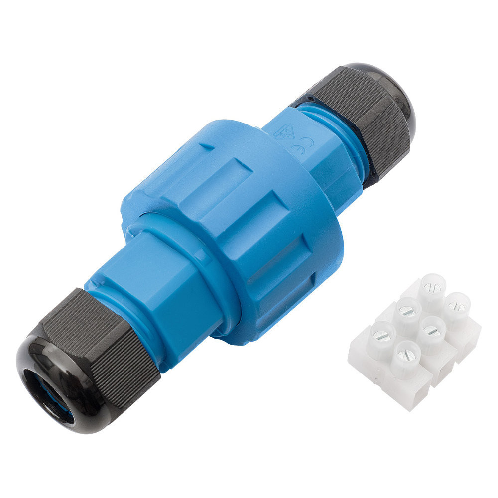 Kabelverbinder 3-polig V kabel 6-13MM ip68 thermoplast blauw