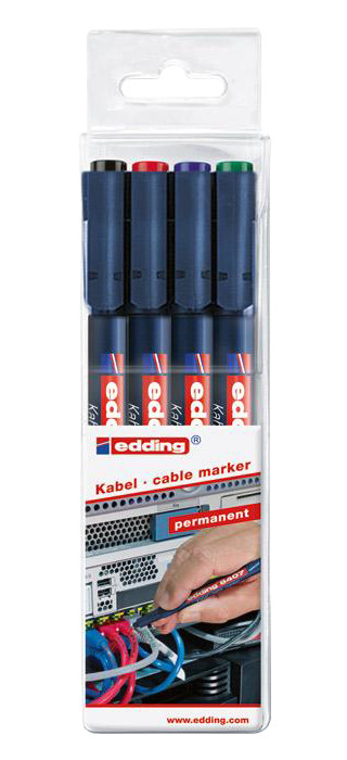 Kadeem Kantoorapparatuur Edding 8407 kabel marker set A 4 stuks in etui