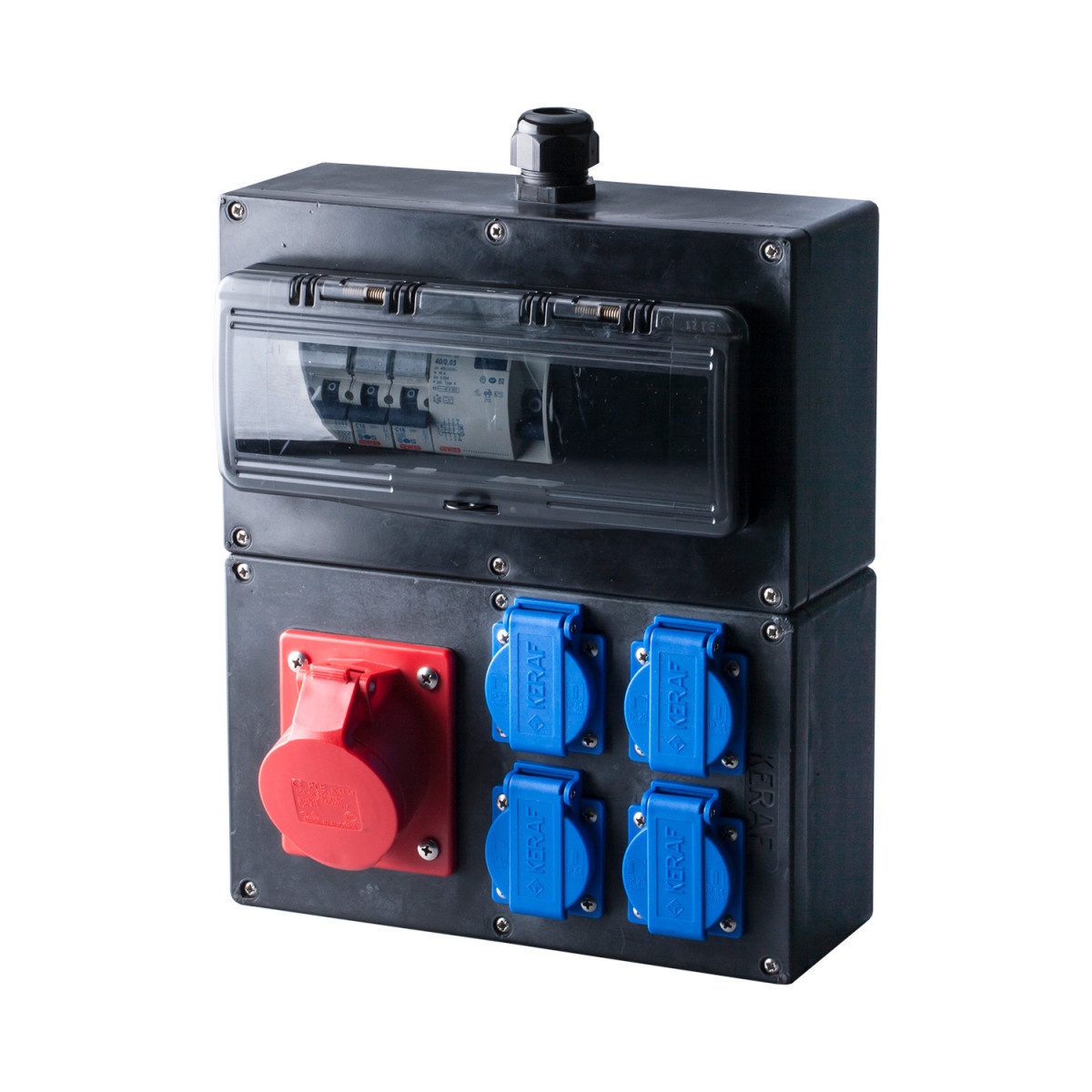 Keraf contactdooscombinatie CEE Domino 2 wandkast 16/5/400 4xschuko & als