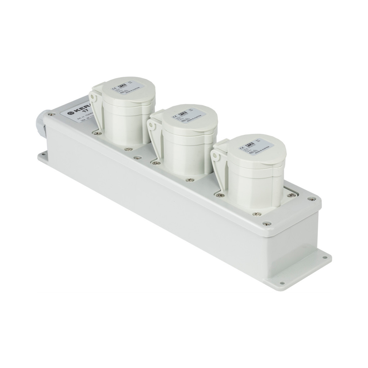 Keraf contactdooscombinatie CEE Snoercentrale 3-voudig cee 16a 3P 50-250V DC