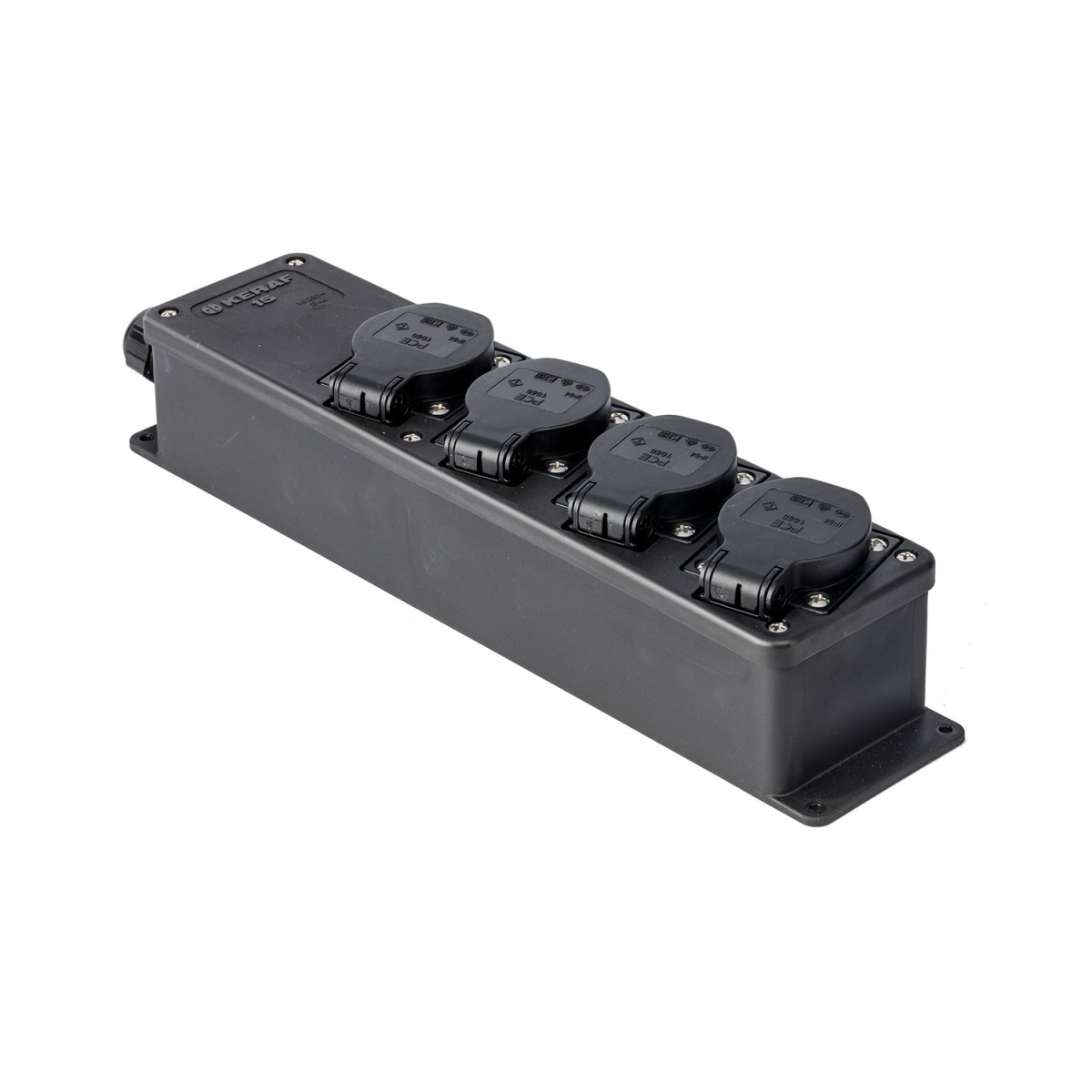 Keraf contactdooscombinatie Snoercentrale 4-voudig 16a 250V~ penaarde zwart