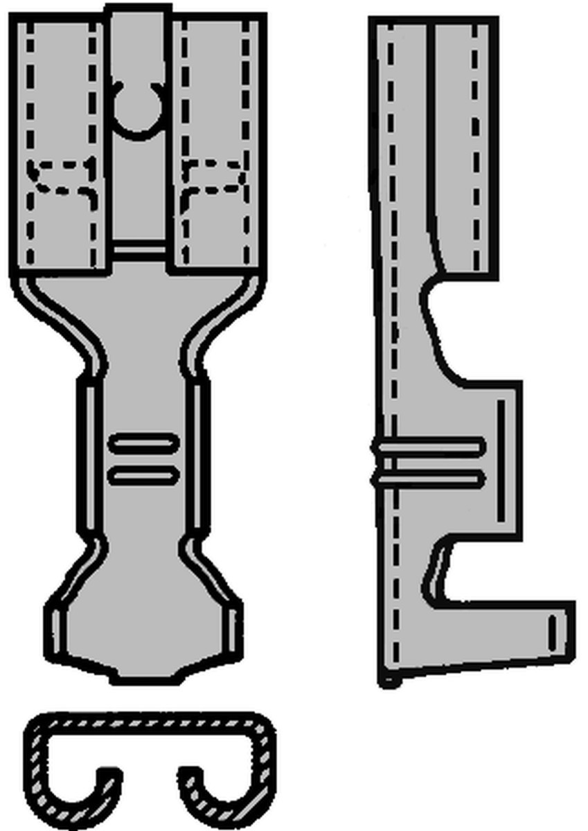 Klemko F Krimp Ongeisol. Klauwkabelschoen F-Krimp ongeïsol. vlakstekerhuls 4,8x0,8MMN, 1,0-2,5 MM2