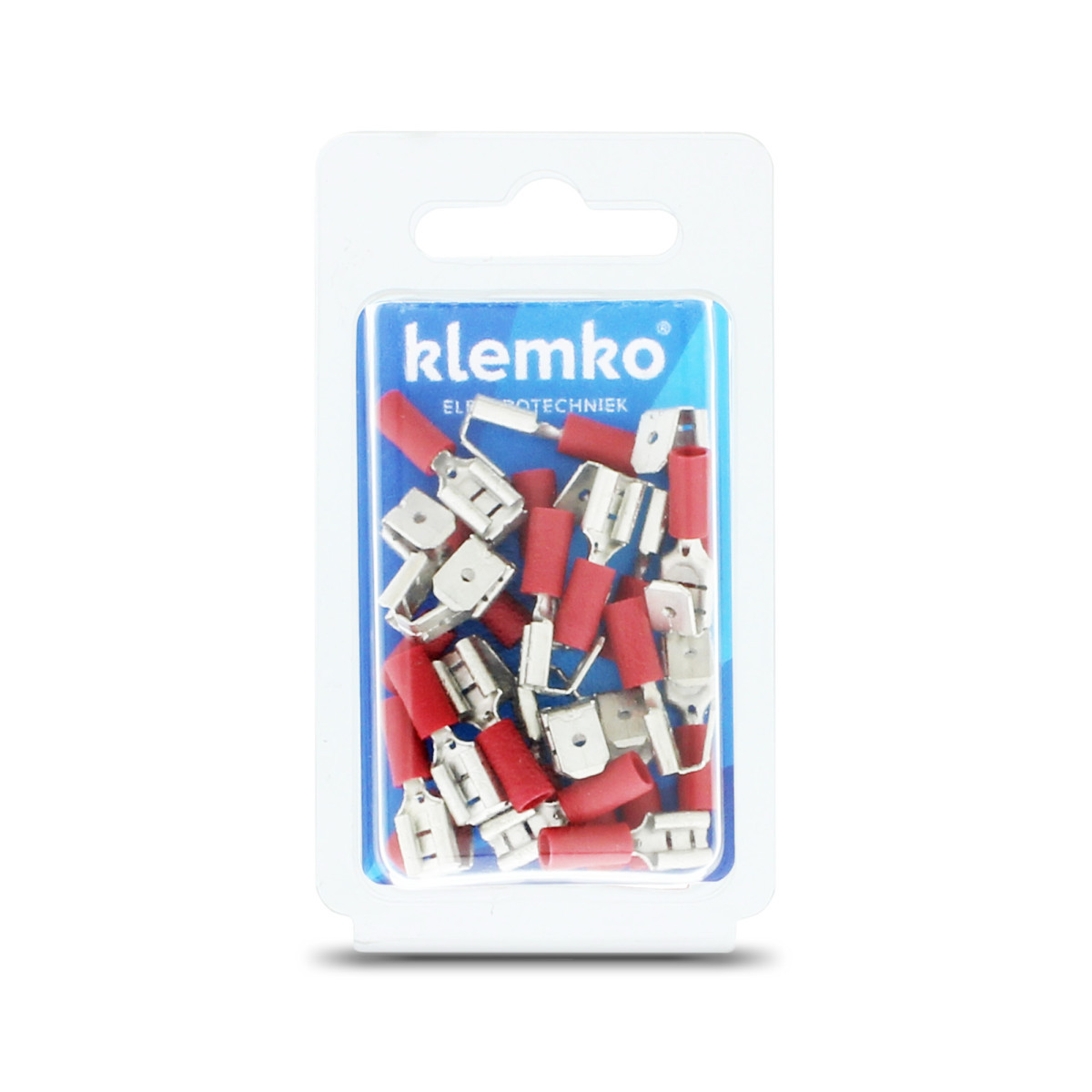 Klemko Geïsoleerde kabelschoenen, Blister Geïsol. vlakstekerhuls met tab 6,3MM, superpidge, 0,5-1,5 MM2, blister