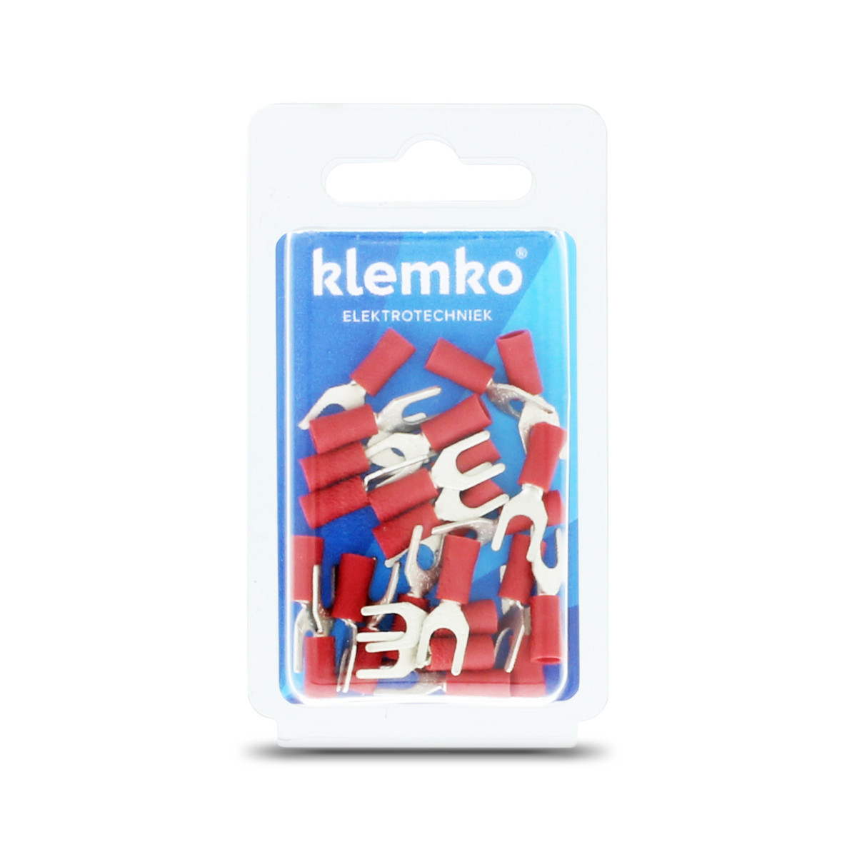 Klemko Geïsoleerde kabelschoenen, Blister Geïsol. vorkkabelschoen M4, 0,5-1,5 MM2, blister, PVC