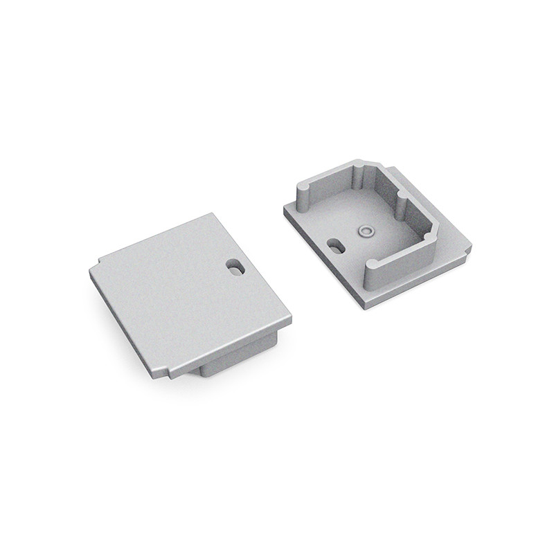 Klemko Profiel accessoires Eindkap, profiel 20 trimless/stuc, met gat, zilvergrijs