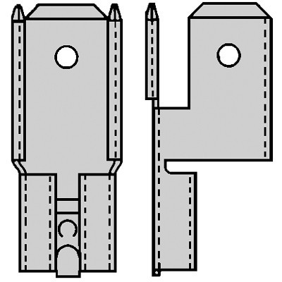 Klemko Tab voor Vlakstekkerhulzen Tab Voor vlakstekerhuls 6,3x0,8 4polig H=90°
