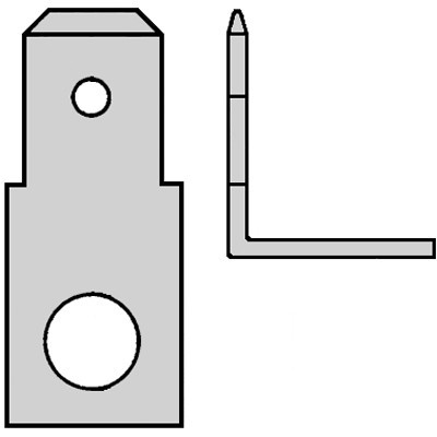 Klemko Tab voor Vlakstekkerhulzen Tab Voor vlakstekerhuls 6,3x0,8 boutgat M5 H=90°