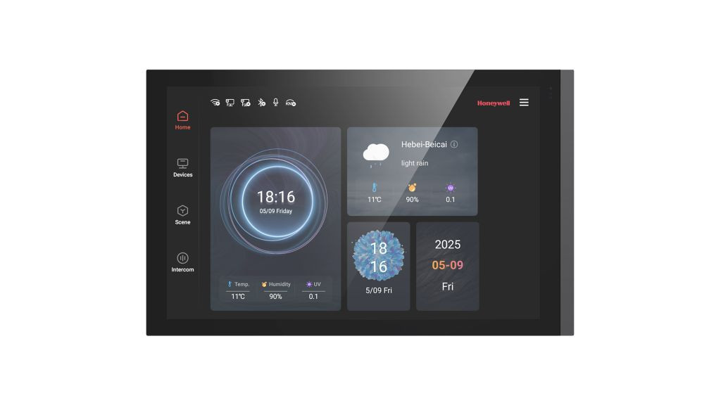 KNX 10,1-inch touchscreen, zwart frame, met intercomfunctie